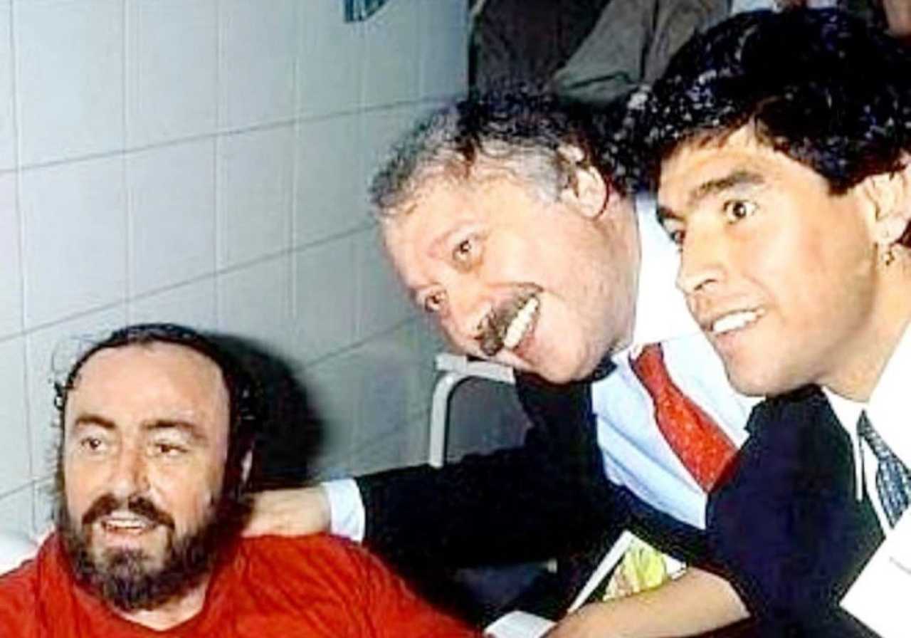 Gianni Minà, Pavarotti e Maradona (foto Instagram @gianniminagiornalista)