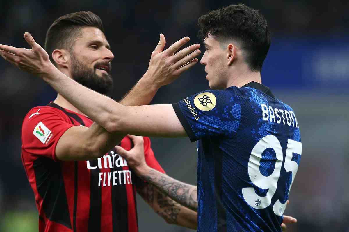 Giroud e Bastoni foto lapresse