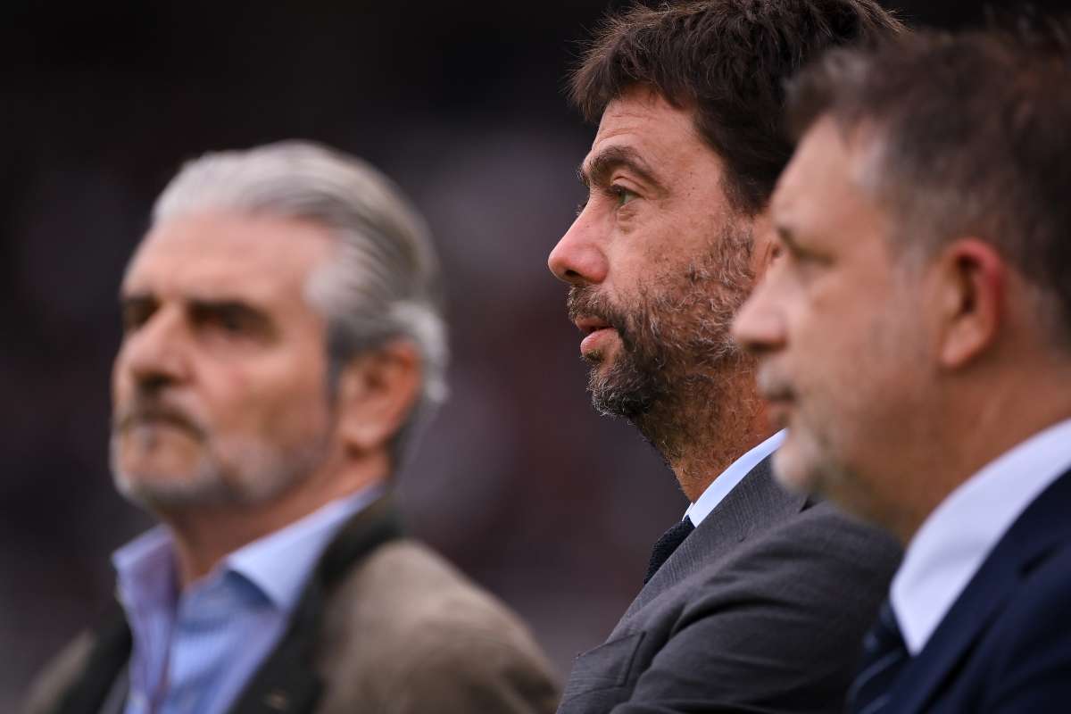 Maurizio Arrivabene, Andrea Agnelli e Federico Cherubini a bordo campo