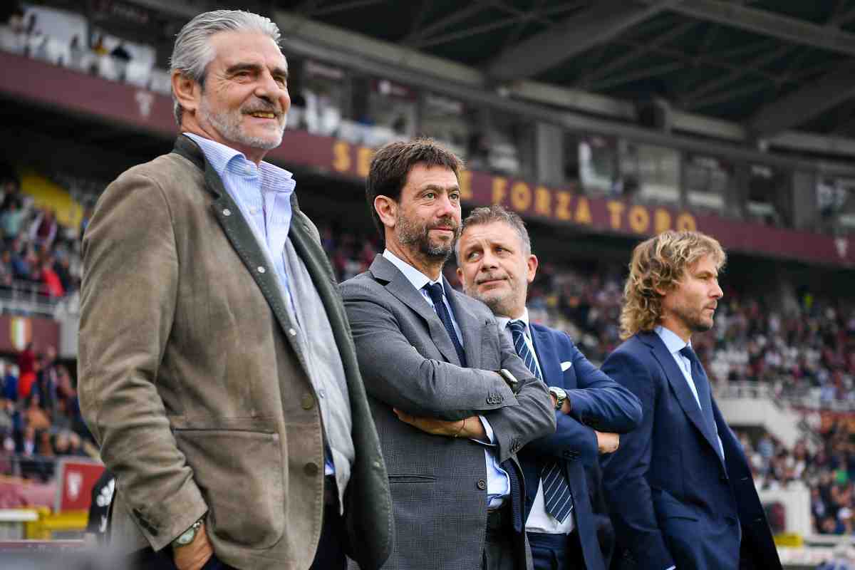 La dirigenza della Juventus allo Stadio Olimpico prima del derby contro il Torino