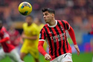 L'attaccante Alvaro Morata con la maglia del Milan