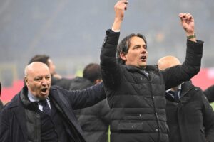 Simone Inzaghi e Marotta esultano