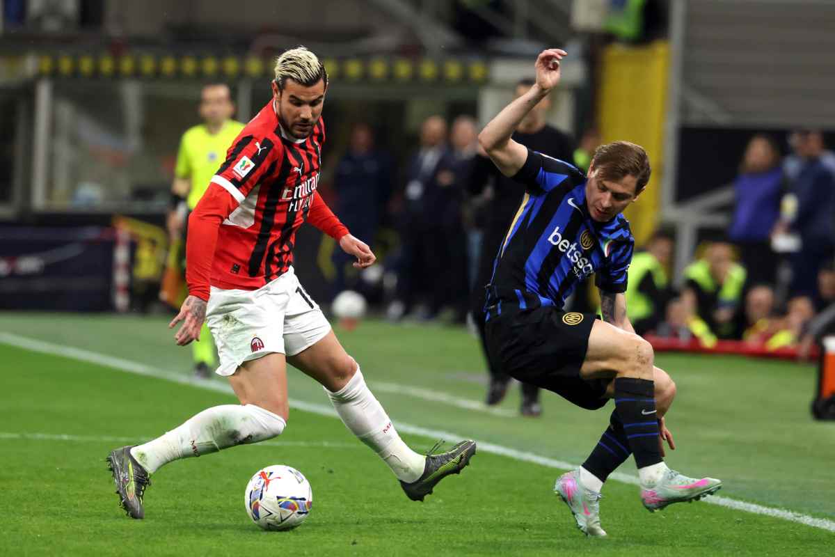 Theo Hernandez e Nicolò Barella durante Milan-Inter