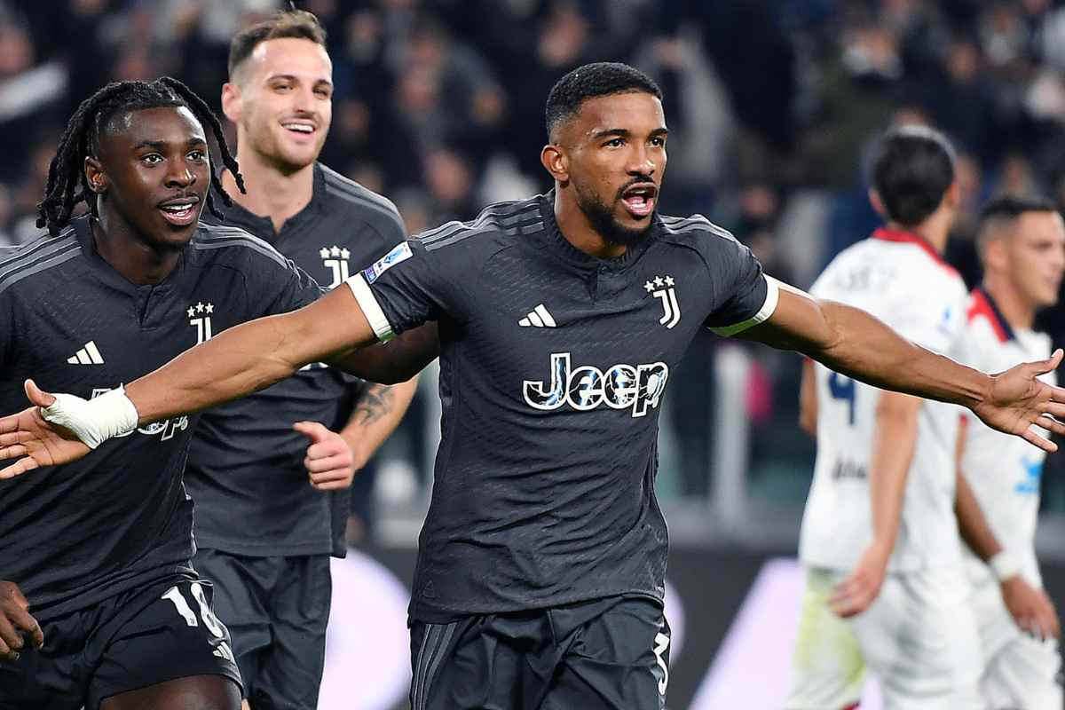 Gleison Bremer esulta dopo un gol con la Juve