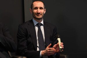 Giorgio Chiellini durante una presentazione