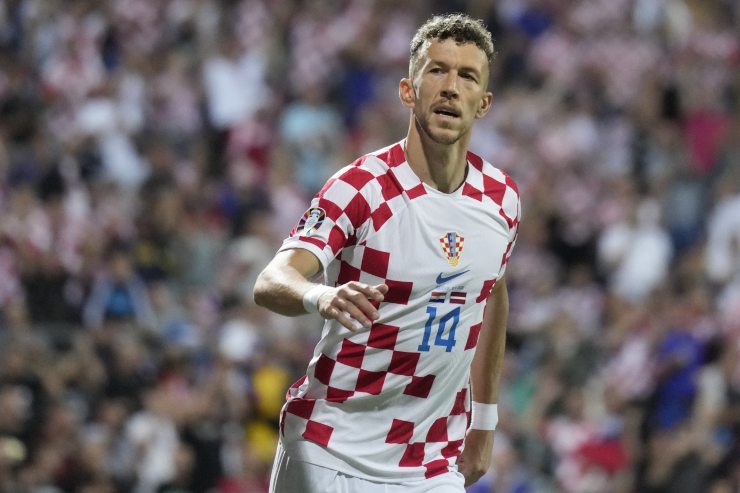 Ivan Perisic in azione con la maglia della Nazionale croata