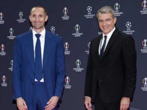 Chiellini e Comolli ai sorteggi di Champions League